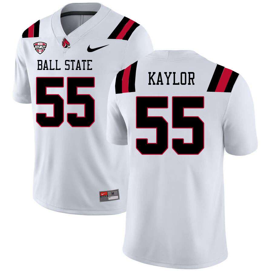 Ball State Cardinals #55 Damon Kaylor College Football Jerseys Stitched-White